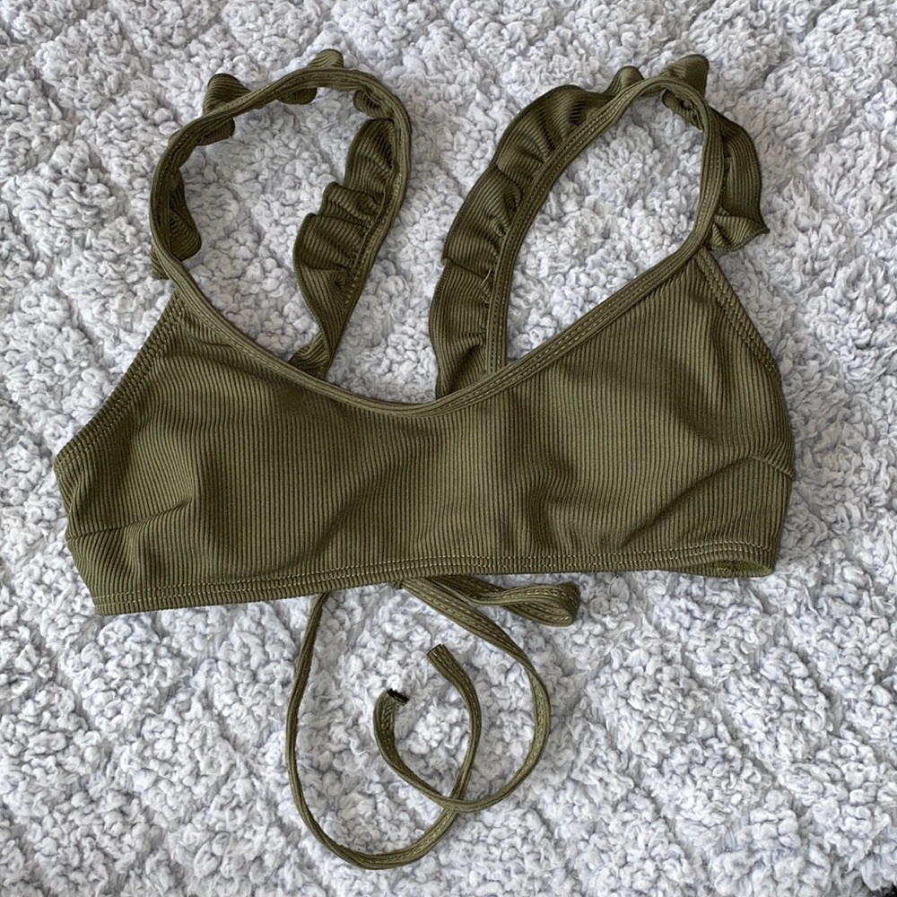 shein green tie bikini top